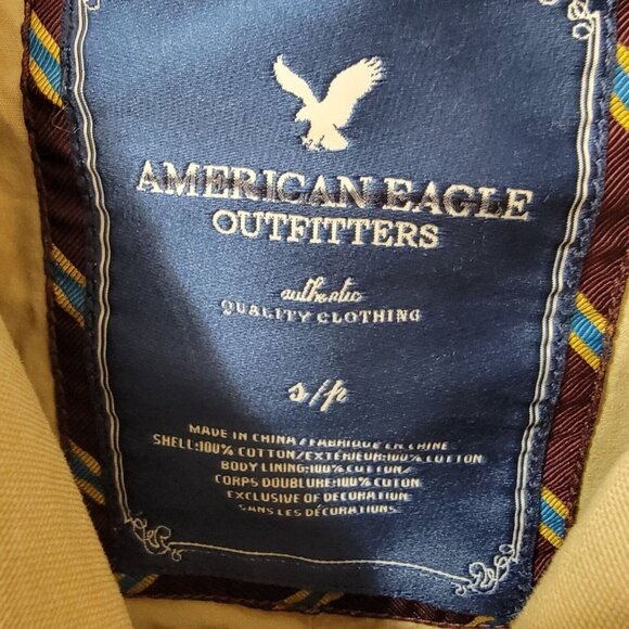 American Eagle Outfitters Jacket Button up Womens Small Tan 100% Cotton Pockets - Picture 6 of 10